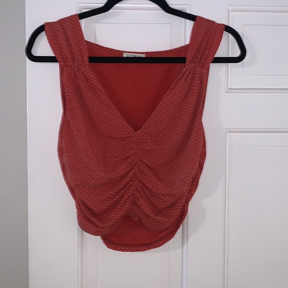 Storia Medium Crop Top Stretchy Orange Polka Dot